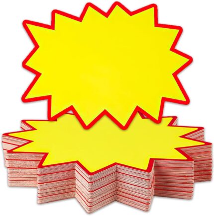 100 Pcs Price Stickers,Retail Sale Signs Price Tags,Single-Side Printing Blank Star Burst Sales Price Label Tags for Retail Store Grocery Shop Party Favors 7 x 5cm