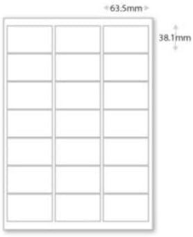 100 Sheets A4 adhesive labels 63.5 x 38.1 mm - L7160, 21 labels per sheet, 70g/m2, matt paper, compatible with Ink Jet and Laser Printers