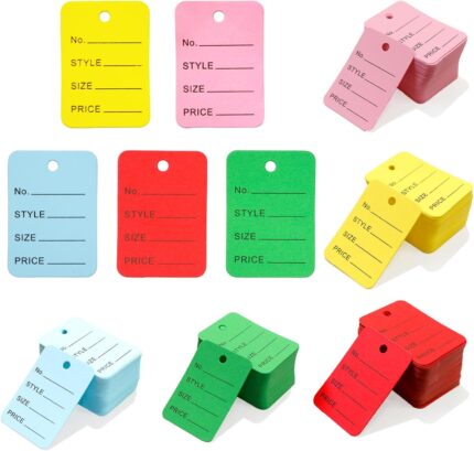 1000Pcs 1.97” x 1.38” Blank Labels Price Tags 5 Colors for Clothing Store Jewelry Gifts Accessories Promotional Activities Coupon Sale Tags