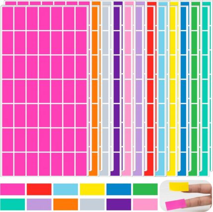 1176 Pack Rectangular Coloured Stickers Labels,12 Colours Rainbow Sticky Label,4cm x 1.9cm Color Coding Labels Assorted Stickers by YSHIHE