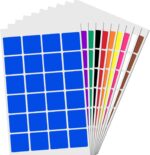 1200 Pack - 25mm Square Coloured Labels Stickers, 10 Colours