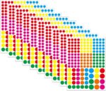 1570 Pieces of Colorful Self-Adhesive Dot Stickers 10mm, 15mm, 20mm Round Dot Stickers 6 Colors Small Color Coding Labels Marking Dots for Labeling