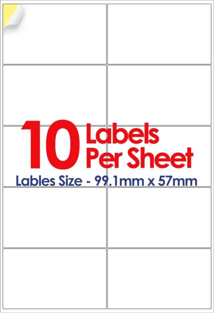 YUNJU A4 Self Adhesive Address Labels, 10 Label Per Sheet, 20 Sheets, (99.1 X 57 MM) 200 Labels