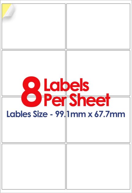 YUNJU A4 Self Adhesive Address Labels, 8 Label Per Sheet, 20 Sheets, (99.1 X 67.7 MM) 160 Labels