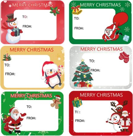 120Pack Christmas Labels Stickers 65 x 45mm Christmas Name Gift Label Xmas Tags Sticker Self-Adhesive Christmas Sticky Labels for Present Cards