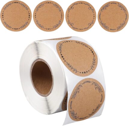 500 Pcs Label Stickers for Jars and Lids 2" Canning Stickers Jam and Jelly Jar Canning Labels for Mason Jars Gift Tags 4 Different Wreath Designs All-Purpose Labels for Pantry, Bottles, Name Tags