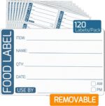 Food Date Labels - 120 Removable Food Labels Stickers for Storage | Strong Adhesive, Perfect Size Use by Date Stickers 68 x 45mm, Easy Peel Off Leaving No Sticky Residue, by Innoveem