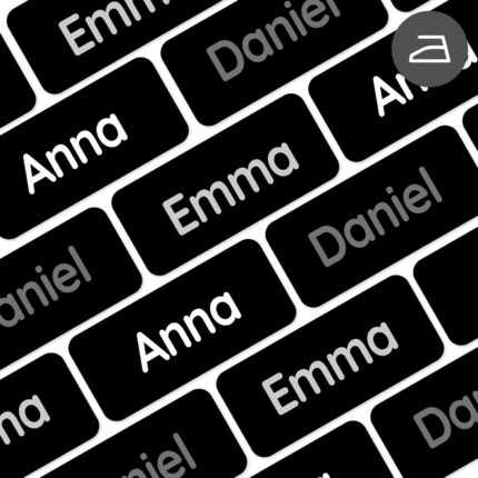 My Nametags® 56 Iron On Name Labels for Clothes | Waterproof & Washable Name Tags for Clothes & School Uniforms | Clothing Labels for Kids, School, Nursery, Kindergarten & Care Homes - Black