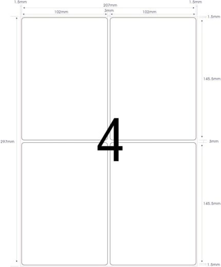 105 x 148 mm, 100 Sheet, a4 Labels 4 per Sheet, Address Labels Self-Adhesive Labels A4 Shipping Labels Mailing Printer Labels, Suitable for Laser Inkjet Copier Printing, 4 per Sheet