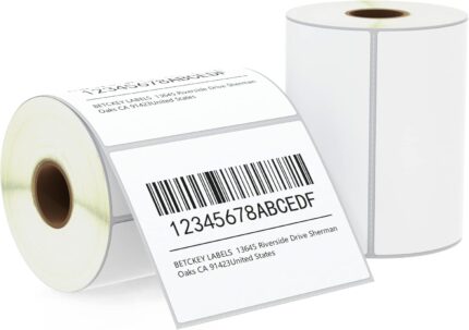 BETCKEY - 102mm x 76mm (4 in x 3 in) Perforated Thermal Labels for Shipping and Multiple Use Compatible with Zebra Printers and Other [2 Rolls/1000 Labels]