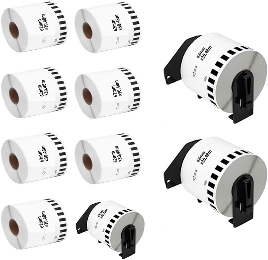 10 Rolls DK-22205 Continuous Length Paper Labels for Brother QL Label Printer, 62mm(W) x 30.48m(L), with 3 Reusable Holders 10 Rolls DK-22205 Continuous Length Paper Labels for Brother QL Label Printer, 62mm(W) x 30.48m(L), with 3 Reusable Holders