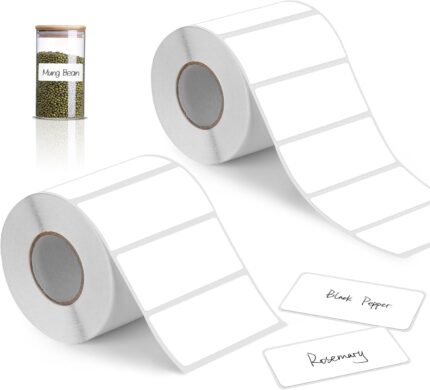 ilauke 2000 Sticky Labels, 89mm x 36mm White Labels Stickers 2 Rolls, Self-Adhesive Address Labels On a Roll