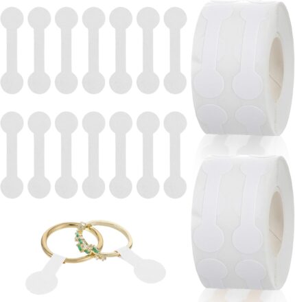 2 Rolls Ring Sticker Labels, Blank Adhesive Jewellery Price Tag Stickers, Ring Sticker, Lightweight, Compact, Portable, for Necklace Earring Identification, White,1000pcs