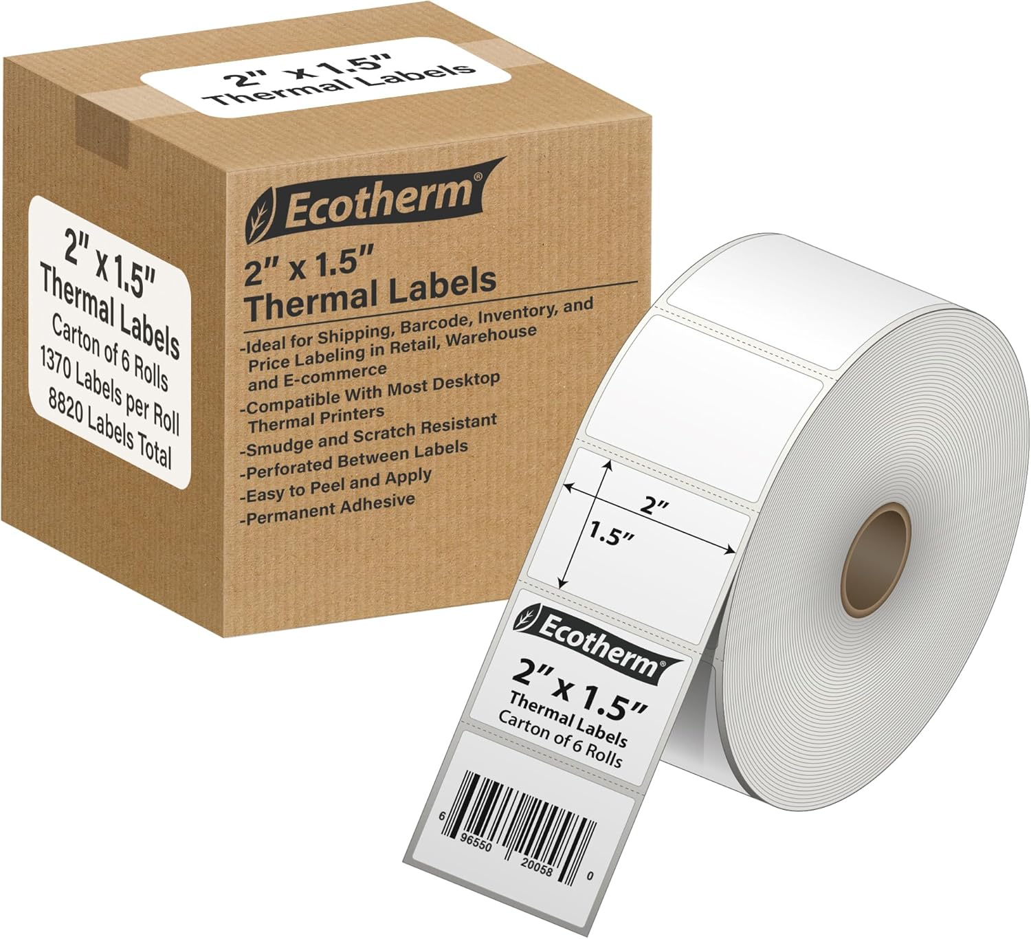 2 x 1.5 Direct Thermal Paper Label Stickers – 8220 Labels – 1370 Labels Per Roll – 6 Rolls – for Datamax, Intermec, Sato, TSC, Zebra Direct Thermal Printers 2 x 1.5 Direct Thermal Paper Label Stickers – 8220 Labels – 1370 Labels Per Roll – 6 Rolls – for Datamax, Intermec, Sato, TSC, Zebra Direct Thermal Printers