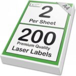 [200 Labels] Self Adhesive White Sticky Printer Labels for A4 Printer 2 per Sheet | A5 Sticky 2 per A4 Sheet Address Labels | Laser Printer Labels 2 per Sheet for All Types