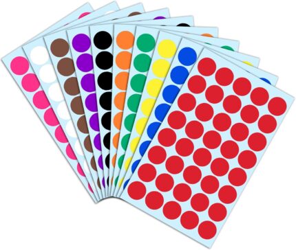 2000 Pack, 2cm Round Colour Coding Circle Sticker Labels - 10 Colours