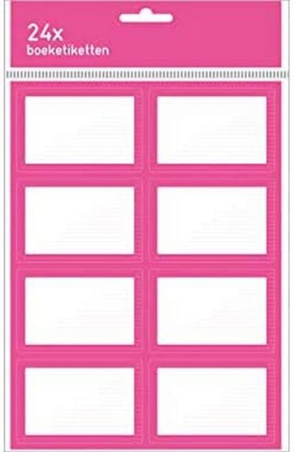 212C Book Labels 3 x 8 Pieces Pink