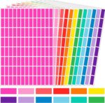 2496 Pack Rectangular Coloured Stickers Labels,12 Colors Rainbow Sticky Label,25mm x 10mm Color Coding Labels Assorted Stickers
