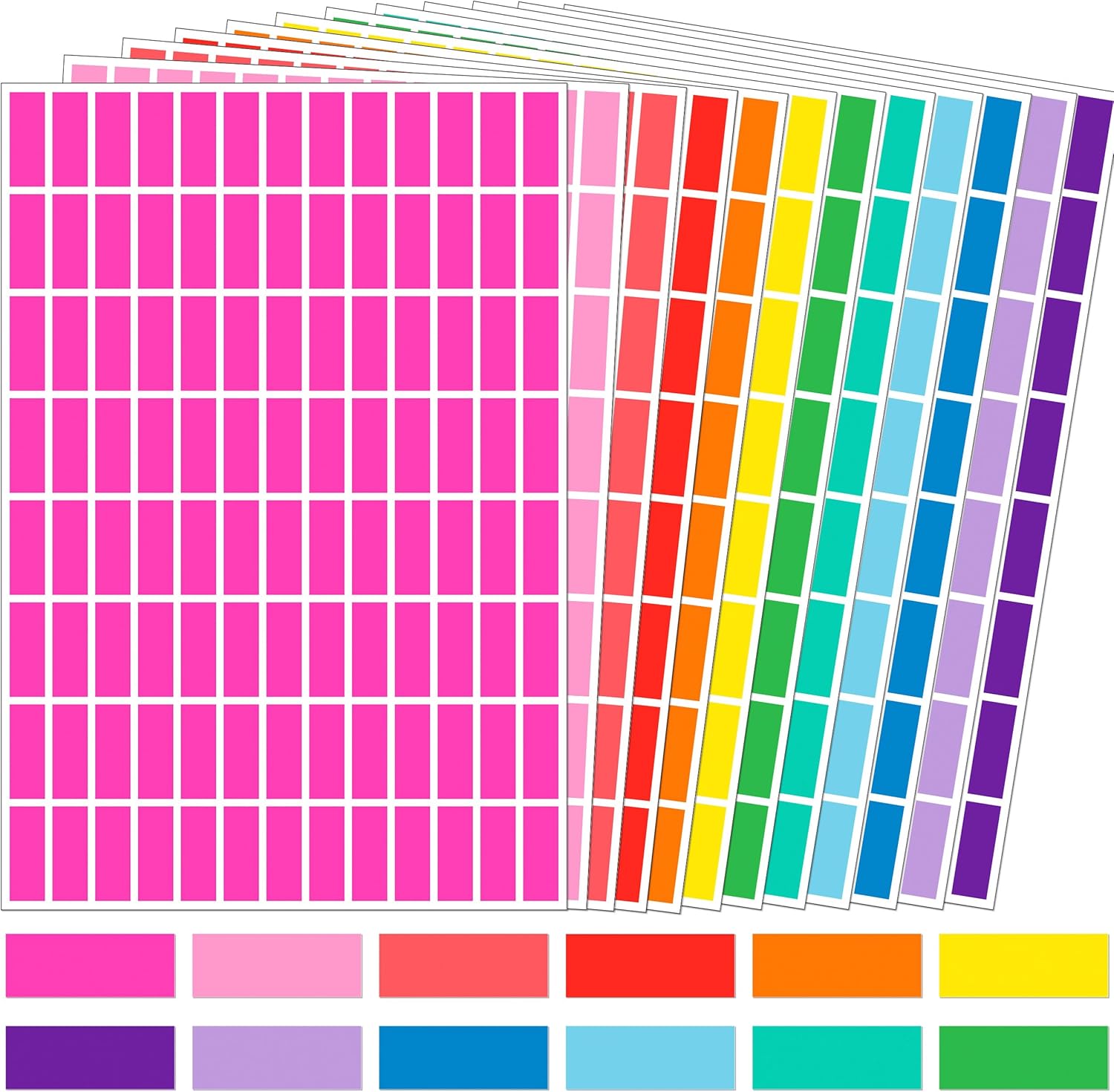 2496 Pack Rectangular Coloured Stickers Labels,12 Colors Rainbow Sticky Label,25mm x 10mm Color Coding Labels Assorted Stickers 2496 Pack Rectangular Coloured Stickers Labels,12 Colors Rainbow Sticky Label,25mm x 10mm Color Coding Labels Assorted Stickers