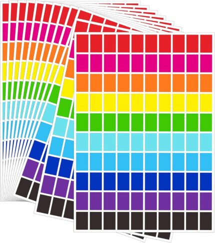 2500 Pack,Rectangular Coloured Stickers,1/2" x 3/4",10 Colours Small Coloured Labels Stickers Sticky Labels Price Stickers