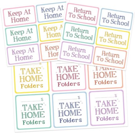 360pcs Student Homework Folder Labels Take Home & Return to School Stickers-Folder Decals for Office, Classroom Organization (Colorful)