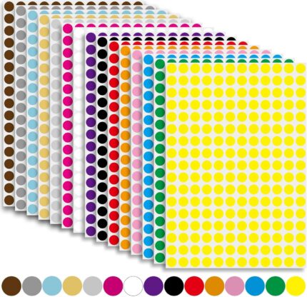 3840 Pcs Sticky Coloured Dots, 10mm Coloured Dot Stickers Self Adhesive, 16 Colours Dot Stickers Colours Sticker for Colour Coding Calendar Organising(20 Sheets)