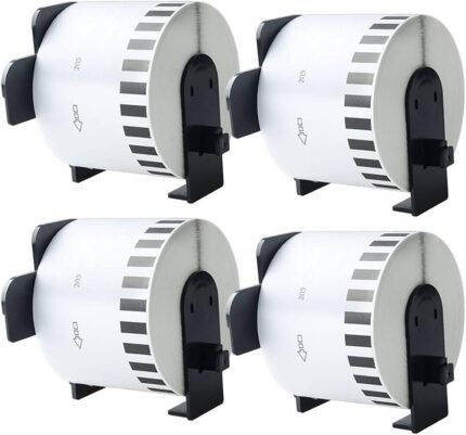 4 Rolls DK-22205 Continuous Paper Label Sticker 62mm(W) x 30.48m(L), for Brother QL Label Printer QL-500 550 570 650TD 700 710W 720NW 800 810W 820NWB 1050 1060N 1100 1110NWB, Black On White