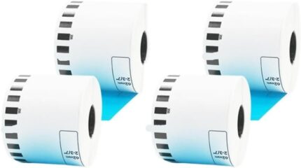 4 Rolls Yellow DK-44605 Label Continuous Compatible With QL-570 QL-580 QL-700 QL-710 QL-720NW Thermal Printer DK-4605 DK44605(4 Blue Labels)