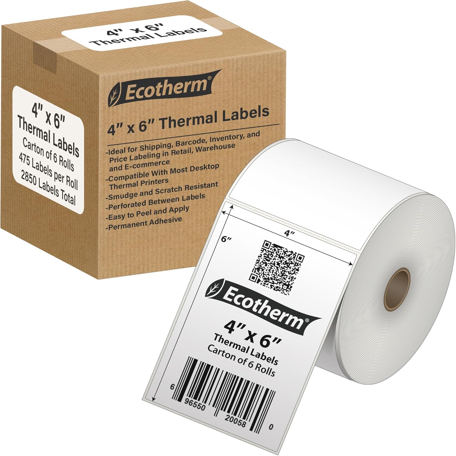 4 x 6 Direct Thermal Paper Label Stickers 2850 Labels – 475 Labels Per Roll – 6 Rolls – for Datamax, Intermec, Sato, TSC, Zebra Direct Thermal Printers 4 x 6 Direct Thermal Paper Label Stickers 2850 Labels – 475 Labels Per Roll – 6 Rolls – for Datamax, Intermec, Sato, TSC, Zebra Direct Thermal Printers