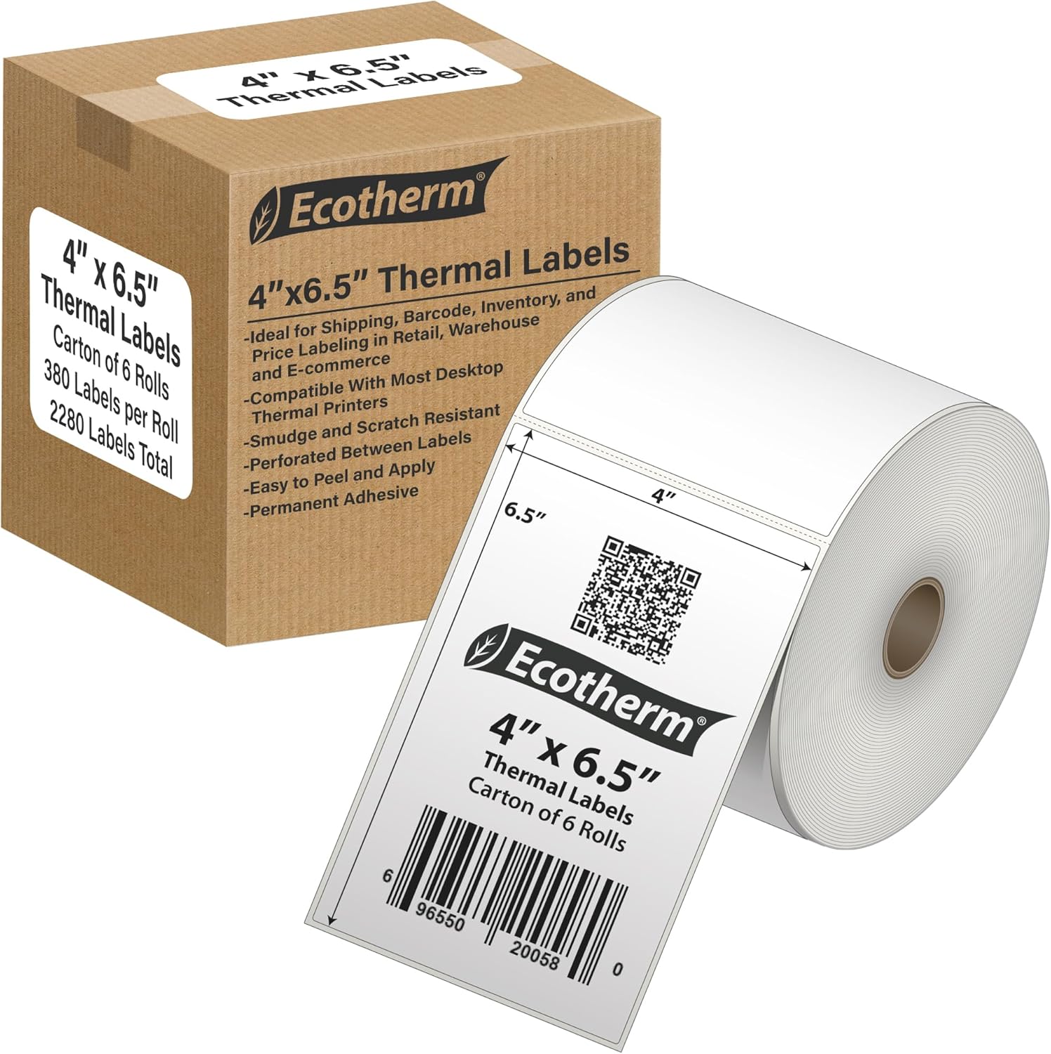 4 x 6.5 Direct Thermal Paper Label Stickers – 2280 Labels – 380 Labels Per Roll – 6 Rolls – for Datamax, Intermec, Sato, TSC, Zebra Direct Thermal Printers 4 x 6.5 Direct Thermal Paper Label Stickers – 2280 Labels – 380 Labels Per Roll – 6 Rolls – for Datamax, Intermec, Sato, TSC, Zebra Direct Thermal Printers