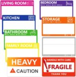 400 PCS Home Moving Labels for Boxes, 3.5 x 2 Inch Large Moving Stickers with Writable Notes Areas, Fragile Stickers, Heavy and Blank Colored Packing Boxes Labels for Moving House