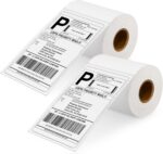 4x6 Thermal Labels, 2 Rolls 500 Printer Labels (101mm x 152mm), White Sticky Label Stickers on a Roll, Self Adhesive Shipping Label
