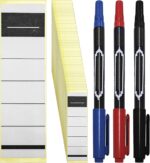 50 Folder Label Stickers and 3 Markers, Self-Adhesive Label Stickers, Folder Identification Stickers, Office Supplies.
