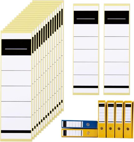 50 Pack Self-Adhesive Folder Spines 54 x 190 mm Folder Labels Self-Adhesive Narrow Lever Arch Folder Spine Labels for 8 cm Folder Folder Spine Stickers for Office School and Home Use Uncoated White