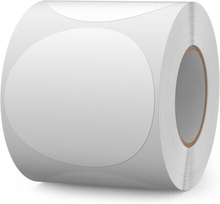 500PCS White Round Labels 76mm Colour Coding Circle Stickers Vinyl Removable Waterproof Name Tags for Moving Box Floor Warehouse