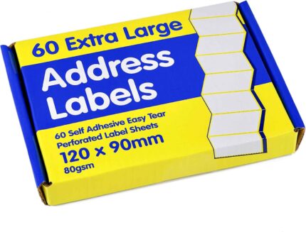 60 Large White Sticky Address Labels | Sticky Postage Labels | Ideal for Printer | Food | Freezer | Jars | Stickers for Storage Boxes | Personalised Stickers | Self Adhesive | 120 x 90mm
