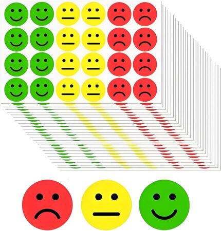 720PCS Emotion Face Stickers 25mm Happy Sad Emoji Labels for Teachers Parents Kids Round Red Yellow Green Stickers for Diary Reward Charts Scrapbook Crafts Classroom Behavior Decorations