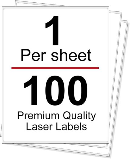 A4 Labels White Address Labels Sticker Paper,1 per Sheet,100 Sheets, 210x297mm Self Adhesive for Printing A4 Sticker Paper for Party Office Kitchen Christmas Halloween