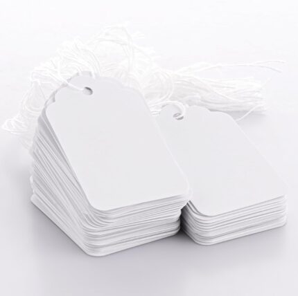 ASelected 1000 Pcs White Price Tags with String, 28x45mm Writable Price Labels Paper Blank Strung Price Tags, Kraft Hang Price Tag for Clothing, Jewelry, Gifts Display Price