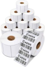 Aegis Adhesives - 2” X 1” Direct Thermal Labels for UPC Barcodes, Address, Perforated & Compatible with Rollo, Zebra, & Other Desktop Label Printers (12 Rolls, 1300/Roll)