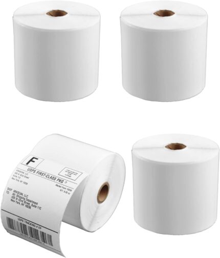 Arkscan SL450 4×6 Shipping Label in 4 Rolls (450 Pages per roll) for Arkscan 2054A, Zebra LP2844 Zp-450 Zp-500 Zp-505 & Zebra Compatible Printers, Direct Thermal, White