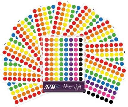 Ashton and Wright - Easy Peel Colour Coding Labels - 8mm Dot Stickers (Pack of 1-880, Bright)