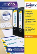 Avery L4761-25 JamFREE Lever Arch File Spine Labels – A4 Label Stickers 192 x 61mm – 100 Blank Labels (4 per Sheet) – FSC Certified