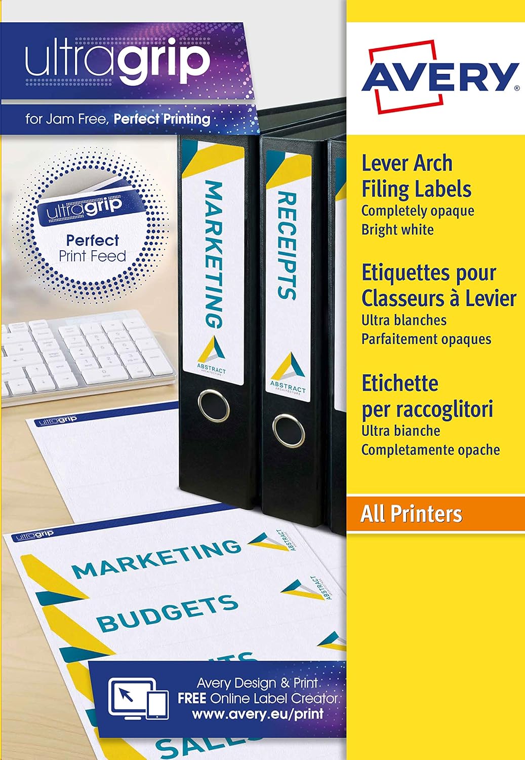 Avery L4761-25 JamFREE Lever Arch File Spine Labels – A4 Label Stickers 192 x 61mm – 100 Blank Labels (4 per Sheet) – FSC Certified Avery L4761-25 JamFREE Lever Arch File Spine Labels – A4 Label Stickers 192 x 61mm – 100 Blank Labels (4 per Sheet) – FSC Certified