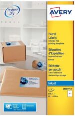 Avery Smudge Free Printable Parcel Labels – Quickdry Shipping Stickers – 99.1 x 139 mm – 4 per Sheet – 100 White Blank Address Labels (J8169-25)