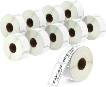BETCKEY - 10 Rolls 11355 Self-Adhesive Labels Compatible with DYMO S0722550, 19mm x 51mm, 5000 Small Multi-Purpose Labels Compatible with DYMO LabelWriter 450, 4XL, NOT Fit 550 or 5XL