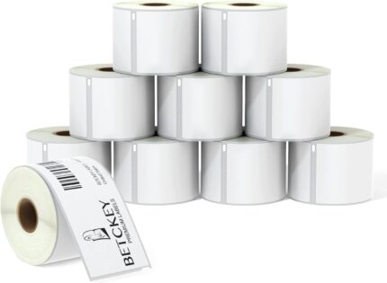 BETCKEY - 10 Rolls 99019 Self-Adhesive Labels Compatible with DYMO S0722480, 59mm x 190mm, 1500 Lever Arch File Labels Compatible with DYMO LabelWriter 450, 4XL, NOT Fit 550 or 5XL
