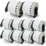 BETCKEY - 10 Rolls DK-22205 Labels, 62mm x 30.48m, 10 Continuous Length Paper Labels Compatible with Brother QL Label Printers