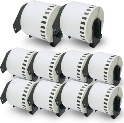 BETCKEY - 10 Rolls DK-22205 Labels, 62mm x 30.48m, 10 Continuous Length Paper Labels Compatible with Brother QL Label Printers