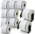 BETCKEY - 10 Rolls DK-22205 Labels with ONLY 2 Reusable Label Holders, 62mm x 30.48m, 10 Continuous Length Paper Labels Using for Ql Label Printers